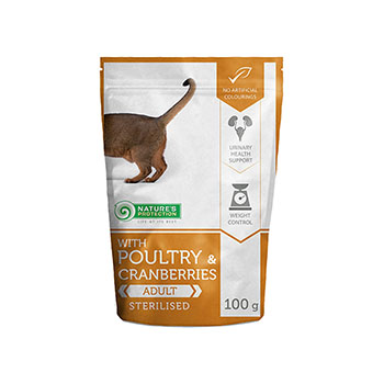 NATURE’S PROTECTION STERILIZED COMPLETE PET FOOD WITH POULTRY AND CRANBERRIES FOR STERILIZED CATS 100 G.