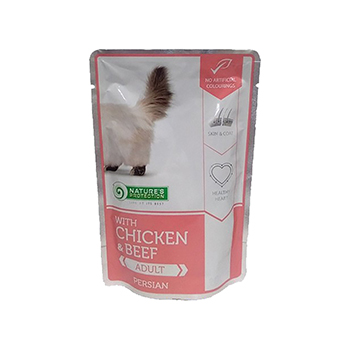 NATURE’S PROTECTION LONG HAIR COMPLETE PET FOOD WITH CHICKEN AND BEEF 100 G