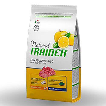 TRAINER NATURAL DOG ADULT SMALL & TOY MANZO E RISO 2Kg  