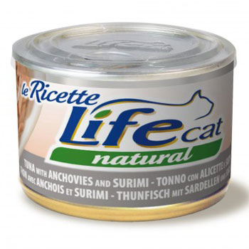 LIFE CAT NATURAL "LE RICETTE" TONNO CON ALICETTE E SURIMI LATTINA 150gr